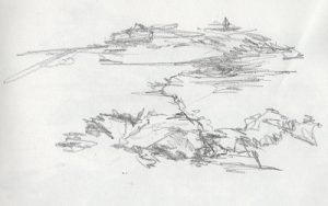 Blind contour drawing of coastline