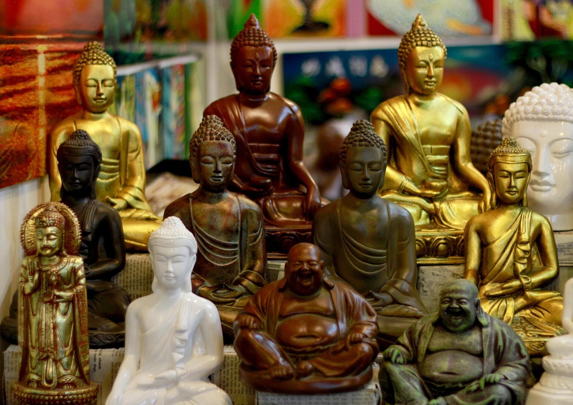 A Table of Buddha Statues