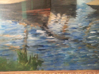 manet banks of the seine at argenteuil closeup